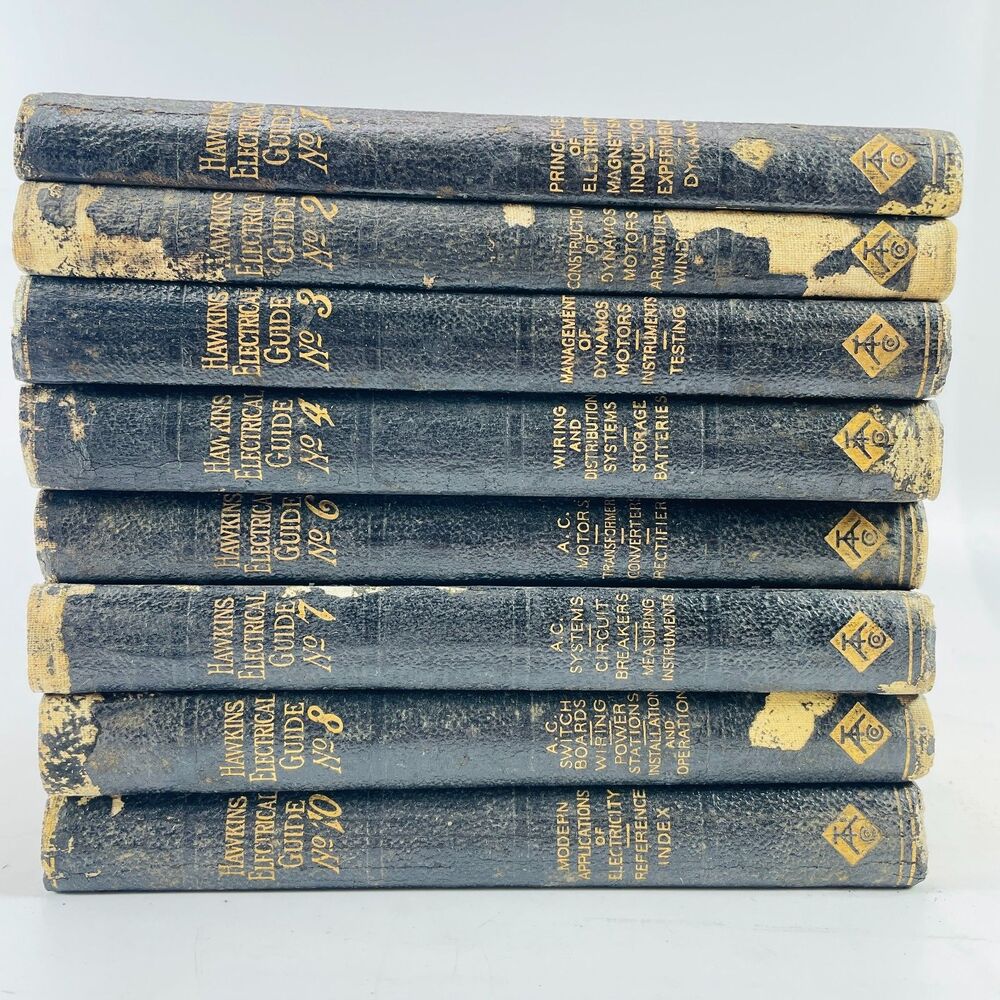 Set of 8 Hawkins Electrical Guides 1914-1916 Vtg Technical Manuals Softcover